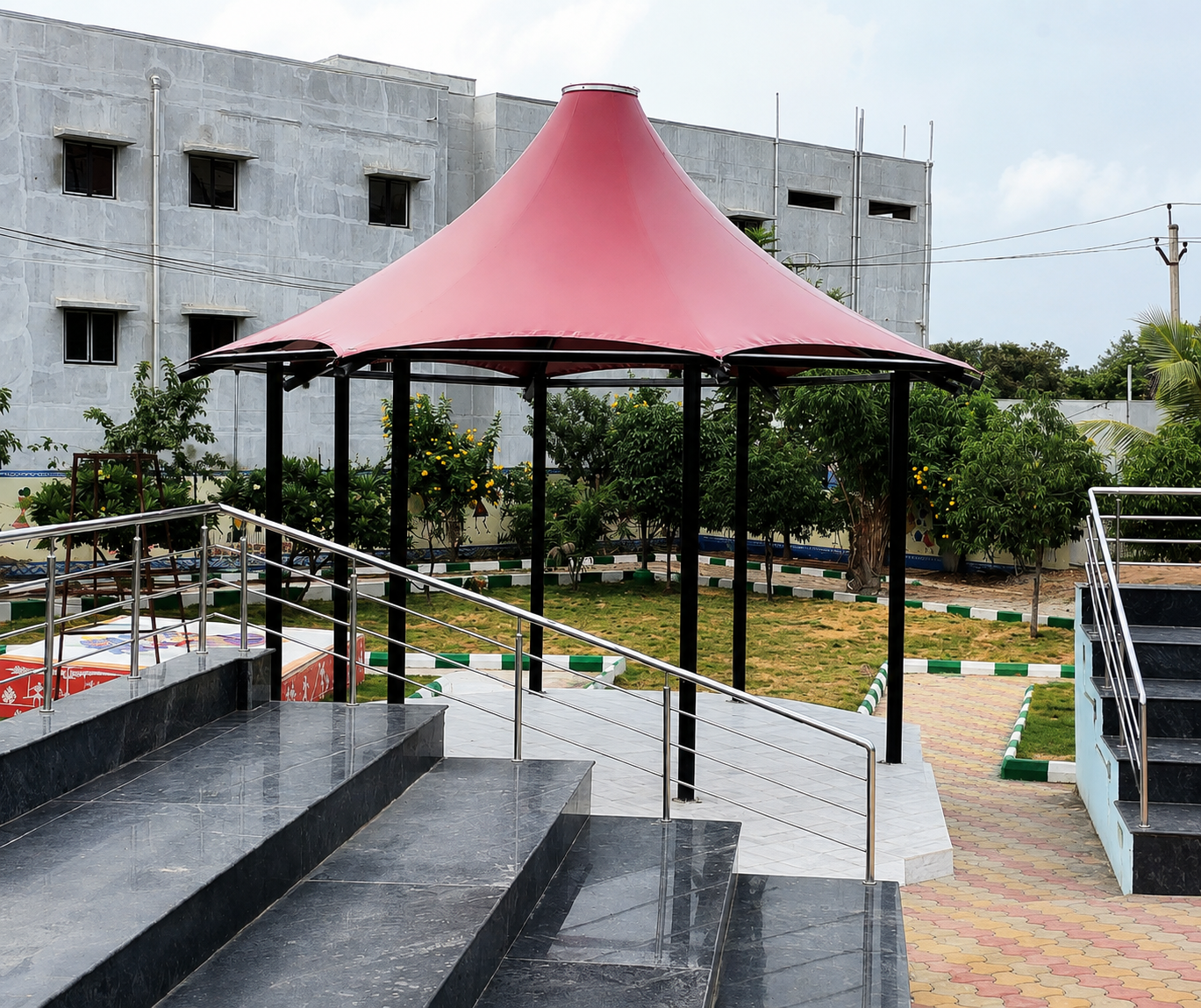 Professionally finished tensile gazebo by Natural Solutions