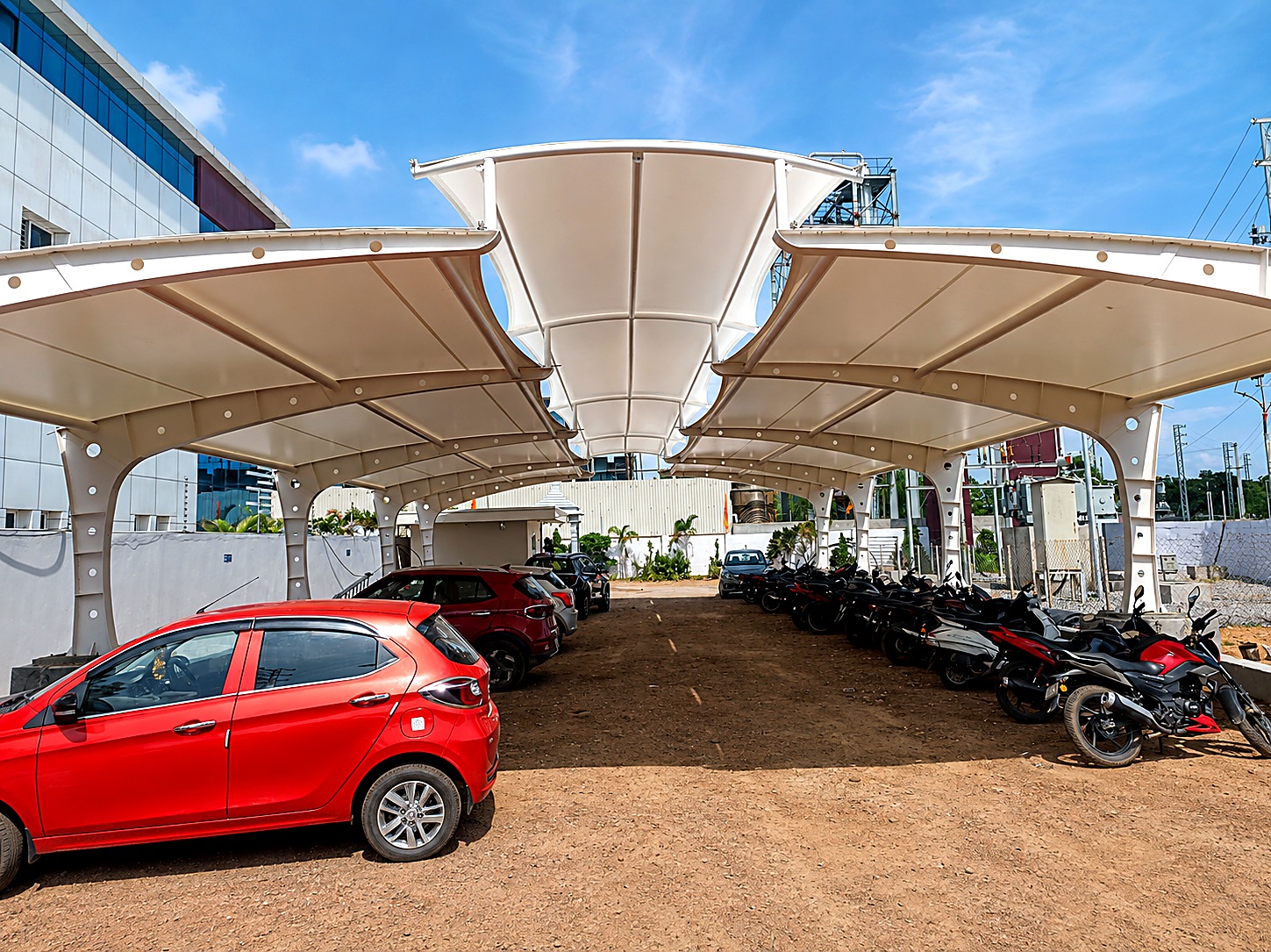 Natural Solutions car-parking tensile canopy project